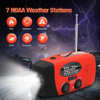 18500mWh/5000mAh Emergency Crank Weather Radio, iRonsnow NOAA/FM/AM Solar Radios, Portable Survival Radio with SOS, Earphone Jack, 1W 4 Modes LED Flashlight, Cell Phone Charger for Camping Hiking