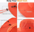 Home Prefer UPF50+ Mens Sun Hat Wide Brim Womens UV Protection Beach Bucket Hat for Fishing Hiking Snap Up Cowboy Hat