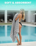 2 Pack Giant Huge Thin Boho Throw Blanket Turkish Beach Blanket Towel Jumbo Extra Large XL XXL Big Oversized Outdoor Picnic Accessories Travel Essentials Camping Gears Must Haves Yard Yoga Mat Grey