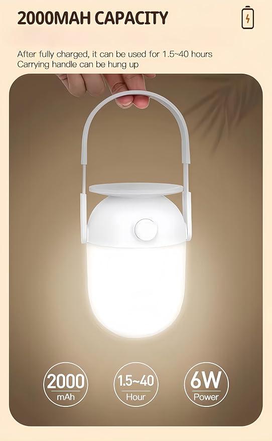 Portable Lights for Camping，Camping Lights Rechargeable, Camping Lanterns,for Hurricane,Power outages, Hiking, Night Fishing,Water-Resistant Emergency Light,Ambient Lighting,Bright Camping Lantern