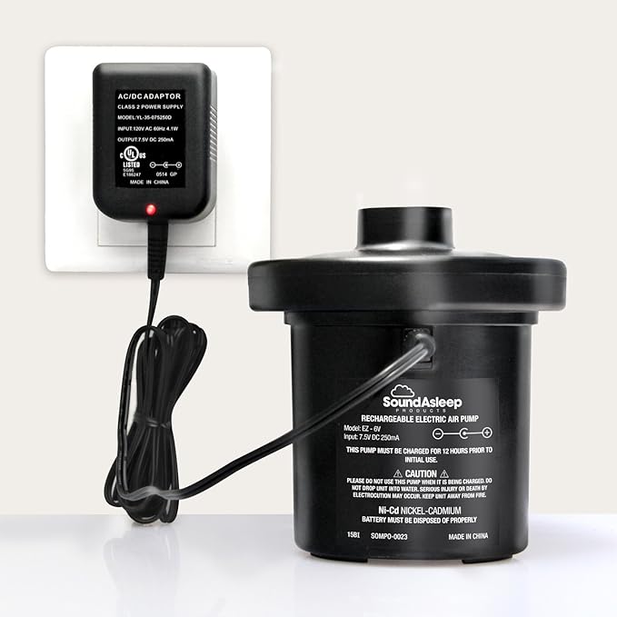 SoundAsleep Products Camping Series Air Mattress Includes Eco-Friendly PVC - Included Rechargeable Air Pump - Twin Size