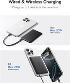 Baseus 0.3" Ultra Slim 5000mAh MagSafe Portable Charger Bundle with 10,000mAh 30W Magnetic Portable Charger Built-in Braided USB-C Cable for iPhone 17 Pro Max/Air/16/15/14/13, AirPods, iPad