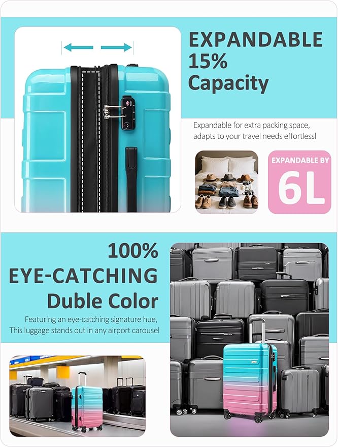 Tolino Carry on Luggage Checke Airline Approved,24 Inch Hardside Suitcase with Wheels TSA Lock, PC+ABS Lightweight Carry on Suitcases for Women and Men