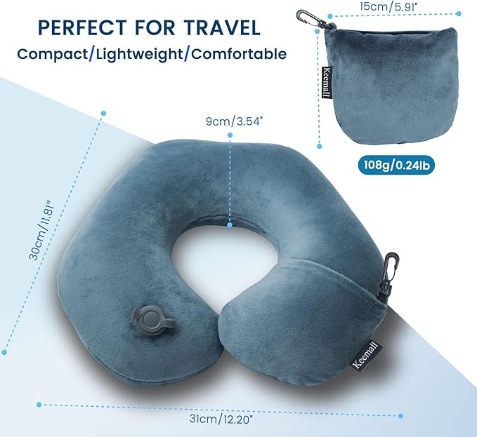 2Pack Inflatable Travel Neck Pillow for Airplane Train Car Washable Pillowcase U Shaped Office Napping Pillow