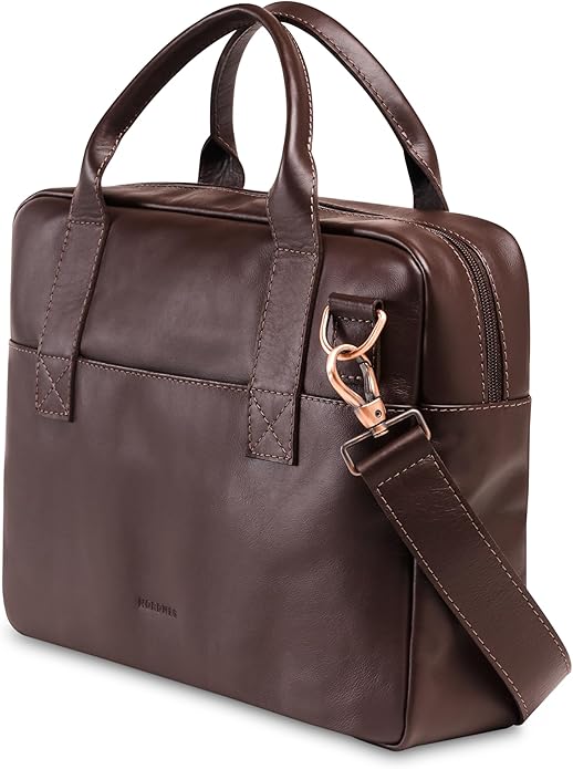 Nordweg Nomad Leather Briefcase NW080A – Leather Bag for Work & Travel – Fits 15.6” Laptop – Minimalist, Durable, Elegant