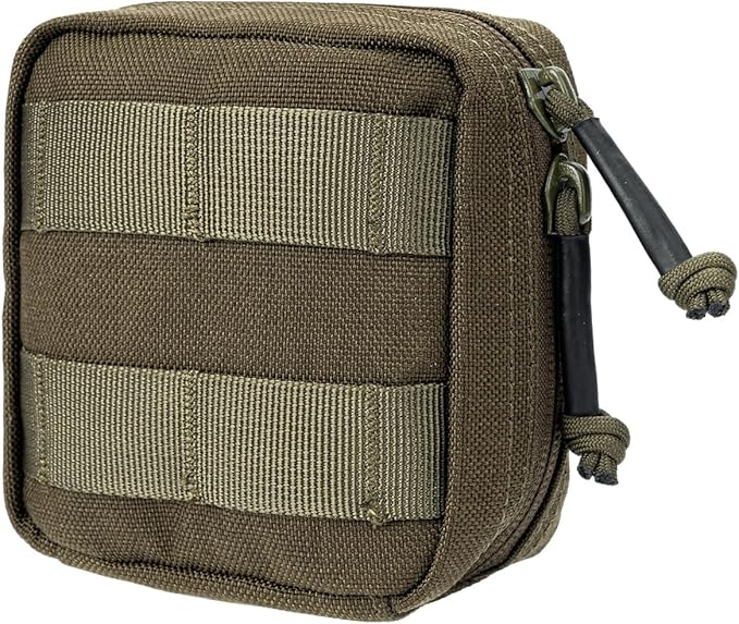 Small MED Kits Holder Duty Belt Gloves Pouch MOLLE Tactical Vest Nasal Spray Case Compact IFAK Carrier Backpack Wallet Cards Knife Gadgets Mini EDC Organizer Bag w/Removeable Clear ID Pocket