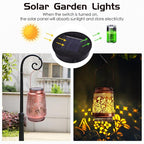Butterfly Outdoor Solar Lanterns Decor, Nelyeqwo Waterproof Hanging Solar Lights Gifts for Women Men Metal Lantern Decor for Garden Patio Lawn Porch Backyard Tabletop Pathway Landscape