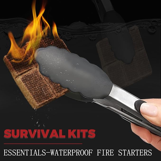 KAMaster 144 Pack Fire Starter Cubes - 35 Minutes Long Burning All Weather Firelighters, Waterproof & Windproof for Grill, BBQ, Fire Pit, Camping, Survival - Natural Wood Firelighters(Easy Ignite)