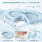 Sleep Mask, Premium Eye Mask for Sleeping, Total Blackout, Superior Soft Comfort, Upgraded 3D Ergonomic Designed Sleeping Mask for Home, Office, Travel, Meditation, Sky Blue