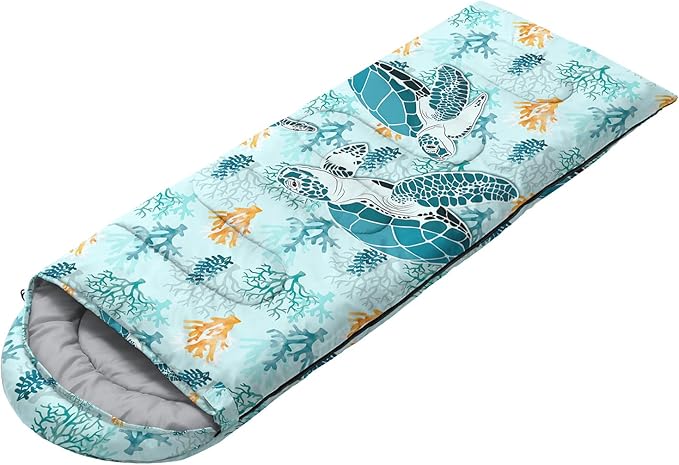 HOSIMA Cartoon Axolotl Sleeping Bags for Kids 10-12,Blue Cartoon Kids Sleeping Bags for Girls Boys,Compact Sleeping Bag for Camping Essentials and Hiking.