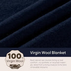 100% Wool Blanket, 48" x 62", Warm, Thick, Washable, Military Wool Blanket, Great for Camping, Outdoors, Sporting Events, Survival Kits，Navy