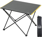 Portable Folding Camping Table, Large Compact Aluminum Beach Picnic Table, Lightweight Collapsible Outdoor Camp Tables That Folds & Rolls Up, Beach Gear Essentials Camp Accessories, Black