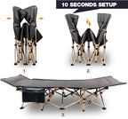 REDCAMP Oversized Camping cots for Adults 500lbs, Extra Wide Sleeping Cots Tall Sleeping Cots Heavy Duty, XL Cots Portable for Outdoor Indoor Office, Grey
