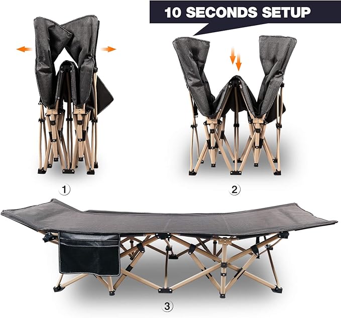 REDCAMP Oversized Camping cots for Adults 500lbs, Extra Wide Sleeping Cots Tall Sleeping Cots Heavy Duty, XL Cots Portable for Outdoor Indoor Office, Grey