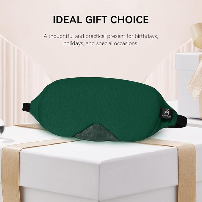 Mavogel Cotton Sleep Eye Mask - Breathable Light Blocking Sleep Mask, Soft Comfortable Night Eye Mask for Men Women, Eye Cover for Travel/Sleeping/Shift Work, Includes Travel Pouch (Green)