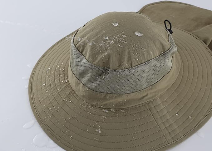 Home Prefer Outdoor UPF50+ Mesh Sun Hat Wide Brim Fishing Hat with Neck Flap Sun Hat for Men Women