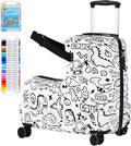 smilesun Kids Ride-On Suitcase with DIY Graffiti Coloring Design, 20" Hardshell Luggage with 4 Spinner Wheels, Safety Belt & TSA Lock – Fun and Rideable Travel Case for Toddlers and Children