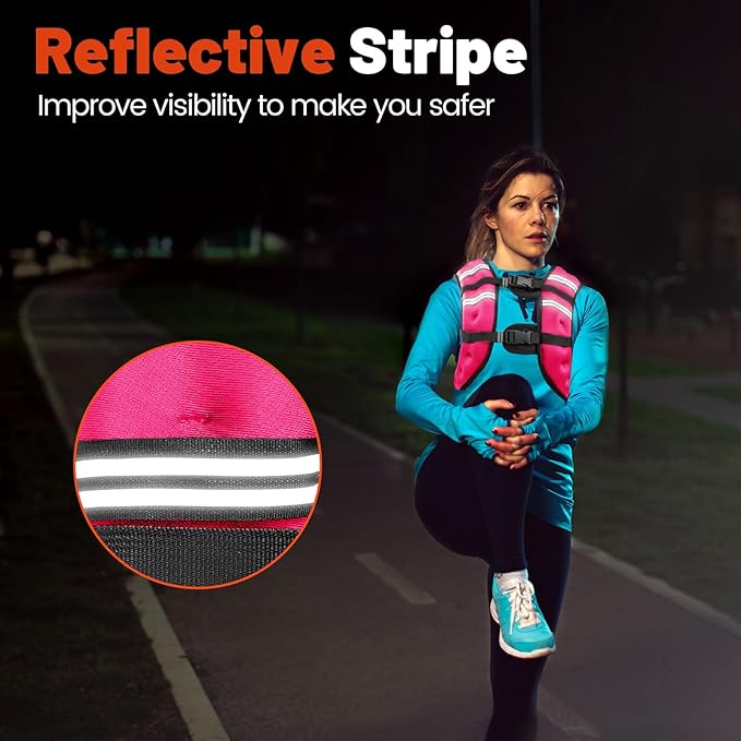 Weighted Vest, 6lb/8lb/12lb/16lb/20lb/25lb/30lb Weight Vest for Men Women, Body Weight Vests Adjustable with Reflective Stripe for Strength Training, Running, Training Workout, Jogging, Walking
