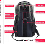 Bseash 50L Hiking Backpack, Water Resistant Lightweight Outdoor Sport Daypack Travel Bag for Camping Climbing Skiing Cycling (Army Green - With Shoe Compartment)