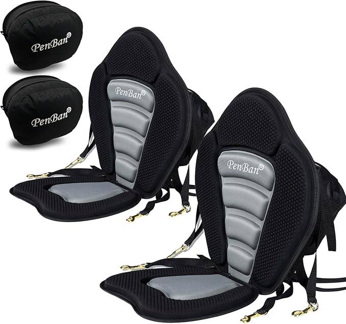 Universal Deluxe Kayak Seat Cushion with Storage Bag for Kayak,Padded Boat,SUP,Canoe,Fishing Boat,Seats with 4 Adjustable Straps