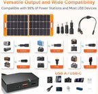 100W Portable Solar Panel for Power Station, 19.8V Foldable Solar Charger with DC/XT60/Anderson Cable & QC3.0 USB Outputs, 23% High Efficiency IP65 Waterproof 2 Kickstands for Outdoor Camping RV Trip
