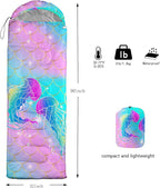 HOSIMA Cartoon Axolotl Sleeping Bags for Kids 10-12,Blue Cartoon Kids Sleeping Bags for Girls Boys,Compact Sleeping Bag for Camping Essentials and Hiking.