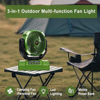 20000mAh Camping Fan with LED Lantern, 360° Oscillation, Remote Control, 4 Speed & Timer, Rechargeable Battery Powered Fan for Tent, Outdoor, Travel, Hurricane, Emergency, Power Outage (Green)