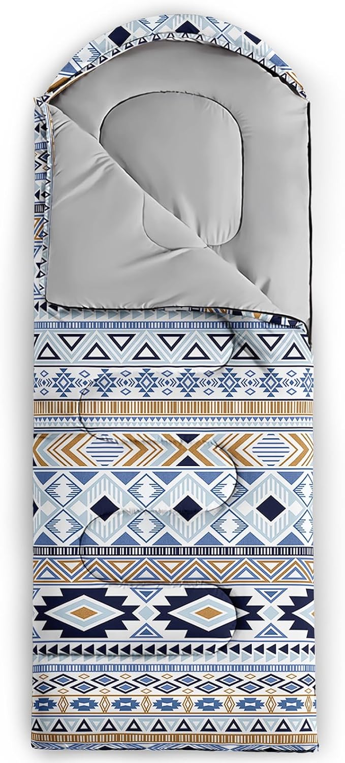 Sleeping Bags for Adults and Kids，3D Printing Camping Sleeping Bag for Girls Boys Lightweight Waterproof Cold/Warm 3-Season，Outdoor Travel with Compression Bags