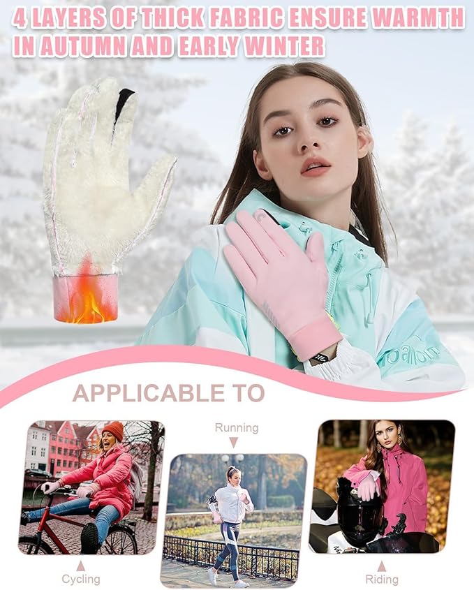 RIGWARL Upgraded Plush Gloves for Cold Weather, Women Men Winter Gloves for Late Fall and Early Winter, Warm Running Gifts