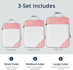 Compression Packing Cubes 3 Set, Compressible Space-Saving Packing Cubes for Travel - Compression Bags, Luggage Organizer, Travel Essentials for Women, Pink