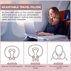 SPRFUFLY Travel Pillow 100% Memory Foam - Neck Pillow for Sleeping, Airplane Pillow with Sleep Mask & Earplugs, Travel Essentials Neck Pillow for Traveling, Long Flights, Train & Office Use(Soft Pink)