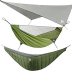 Camping Hammock with Mosquito Net & Hammock Underquilt and Rain Fly Tarp - Portable for Indoor, Outdoor, Hiking, Backpacking, Backyard, Beach & Travel (Hold Up to 500lbs)
