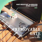 VANSTON 2-Burner Propane Camping Stove, 20,000 Total BTUs Portable Gas Camping Grill, Stovetop with Adjustable Burners, Wind Guards, Heavy-Duty Latch, Built-in Carrying Handle, Pressure regulator