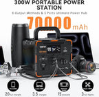 300W Portable Power Station, Solar Generator 259Wh, 70,000mAh LiFePO4 Battery with 65W USB-C PD&Pure Sine Wave AC, Solar Charging for Camping,Home Backup,Emergency Power(SOS Light & LCD Display)