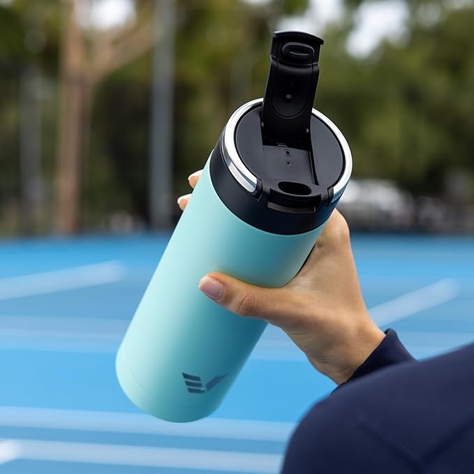 Maxi Stainless Steel Water Bottle 26oz - Double wall vacuum insulated | Integrated carry handle | leak proof flip top lid | Lightweight & stylish - Mint Green