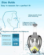 Flyboo Snorkel Mask,180°View Snorkelling Gear with Panoramic Full Face Design-Sports Camera Compatible Diving Mask with Anti-Fog and Anti-Leak Technology for Adults and Kids