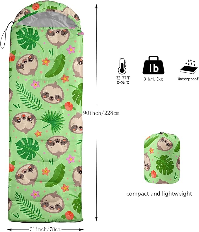 QOOMO Camping Sleeping Bags,3 Season Warm & Cool Weather,Lightweight,Waterproof Sleeping Bags for Adults & Kids,Traveling,and Outdoors,Camping Gear Equipment