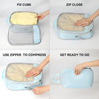 Voova 6 Set Compression Packing Cubes, Travel Accessories Expandable Packing Organizer Bags Set for Carry on Suitcase, Durable Luggage Packing Cubes for Travel Essentials, Blue