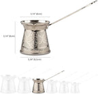 Alisveristime Authentic Turkish Coffee Pot, Handmade Cezve/Ibrik, 3.14-Inch Width, 3.14-Inch Height - 13.52 Ounce Enhance Your Coffee Experience Now! (4 Cup) (Silver)