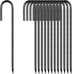 Rebar-Stakes-12Inch,J Hooks Ground Stakes Anchors for Gardening Black Coated Ground Stakes 20pcs Anti-Rust Heavy Duty Dog Fence Fixed Water Pipes Soccer Goals Tent Camping Trampoline