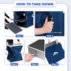 EAGLE PEAK Outdoor Folding Camping Table with Large 3-Tier Storage Organizer and Side Pockets, Easy Set Up Portable Aluminum Camping Kitchen, Blue