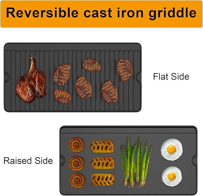 Reversible Pre-seasoned Cast Iron Griddle for Camp Chef TB90, TB90LW, TB90LWG, TB90LWG15, EX90LW, SPG90B, GB90D,Accessories for Camp Chef Professional Flat Top Griddle,16'' x 24''