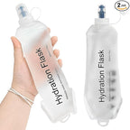 GYGYL Soft Flask, TPU Collapsible Soft Water Bottle for Hydration Pack, Running Vest, Leak-Proof Folding Water Bottle for Hiking Cycling Climbing Jogging-500ml White, 2pcs