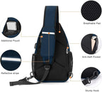 MOSISO Sling Backpack Bag, Crossbody Shoulder Bag Travel Hiking Daypack Chest Bag with Front Square Pocket&USB Charging Port