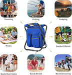 Kikerike Backpack Stool Cooler Chair Heavy Duty 400 LBS Max Load Portable Lightweight Stool Backpack Folding Fishing Cooler Seat for Camping Hunting Fishing - Dark Blue