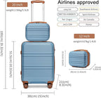 Kono Carry On Luggage Set Lightweight Airline Approved Carry On Suitcase with TSA Lock Spinner Wheels Durable Luggage Hardside Apricot Blue