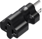 15 Amp to 20 Amp T Blade Power Adapter, Nema 5-15P to 5-15R/5-20R AC Adapter (2 Pack)