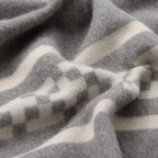 Inca Wall - Thick Alpaca Wool Blanket Heavyweight Camping Outdoors Indoors Soft Peru Twin Size New Ethnic Design (Soft Gray/Ivory, Twin Size)