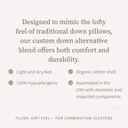 Saatva Down Alternative Pillow - Hypoallergenic Pillow with Plush & Airy Feel - Breathable Organic Cotton Cover - Lofty Microdenier Down Alternative - Queen (28"x16"), 1 Pack