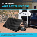 Renogy 100 Watt 12 Volt Portable Solar Panel for Power Station, Foldable 100W Solar Panel Suitcase with Adjustable Kickstand, Solar Charger for RV Camping Off Grid System,Black